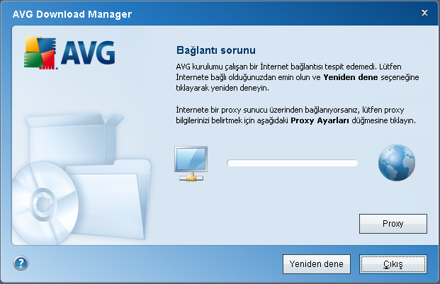 4.2. Baglanti Sinama Bu adimda, AVG Download Manager, bir Internet baglantisi kurmaya çalisacak, bu yüzden güncellemeler bulunabilir.