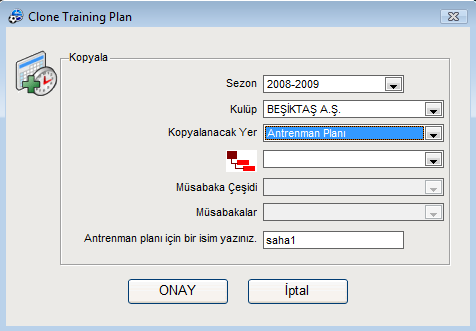 2.6. Antrenman Planı Kopyalanmak Özellikle müsabaka planlarının altında yer alan taktiksel tasarımlar farklı müsabakalar için uygulamak istenebilir.