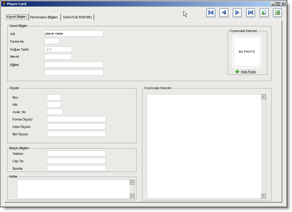 4. O Y U N C U K A R T L A R I 4.1. Genel Bilgiler Oyuncu kartlarını çalıştırdığınız sezon ve kulübe ait olmak üzere istediğiniz kadar oluşturabilirsiniz.