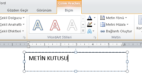 7 METİN KUTUSU ve SMARTART EKLEME ve BİÇİMLENDİRME Metin kutusu ekleme EKLE Metin Kutusu Metin kütüları Ekle sekmesinden basit metn kütüsü seçilerek eklenebilir.