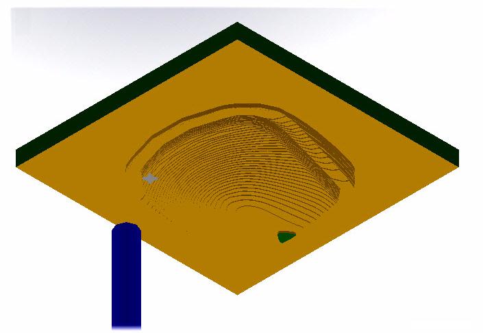 5 Takımyolunun katı kontrolü fonksiyonu için Başlat butonuna tıklayın. Mastercam for SolidWorks kesme operasyonlarının simülasyonunu yapar.