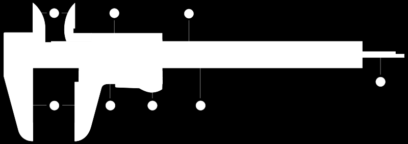 Kumpasın (vernier caliper) parçaları 1. Dış çap çene: Bir cismin dış çapını yada genişliğini ölçmede kullanılır. 2. İç çap çene: Bir cismin iç çapını ölçmede kullanılır. 3.