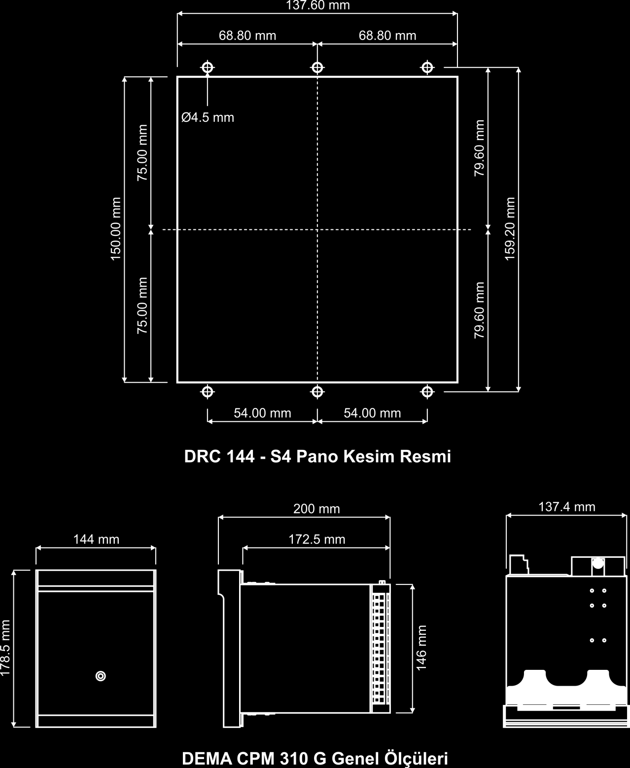 Teknik Resimler Aşağıda DEMA CPM 310 G Dijital Aşırı Akım Koruma