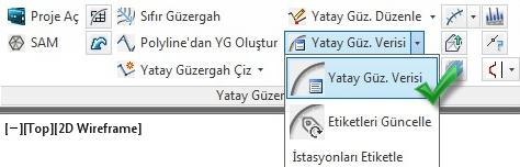 22. Bu işlemler sonucunda şeritler (sarı) ve yatay güzergah etiketleri ekranda belirecektir. 23.