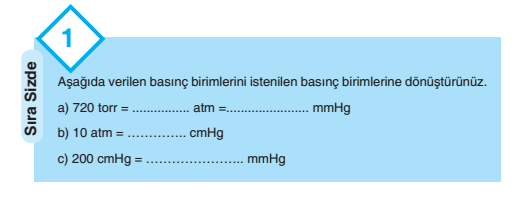 a) 720 torr =...0,95.. atm =...720... mmhg b) 10 atm = 760.