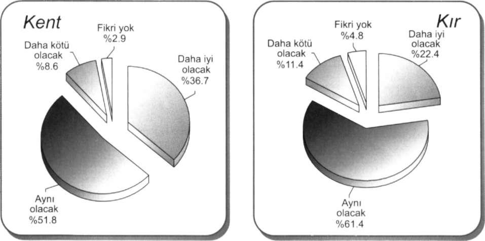 Bireylerin %31.8'i 2005 yılında kişisel iş durumunun daha iyi olacağını, %55.2'si aynı olacağını, %9.