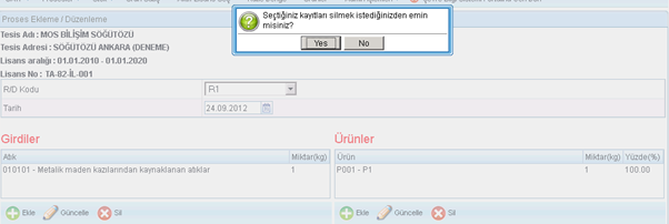 Bu arayüzde yine Seçim Ekranına Git (liste şeklinde olan) simgesi ile Atık Seçim arayüzüneveya Koda göre getirme ekranına git(büyüteç) simgesi ile Atık Koduna Göre Getirme arayüzünegidilerek atık