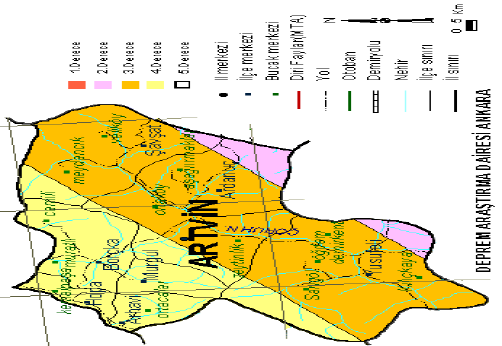 YaklaĢık Proje Alanı Şekil 5. Proje Alanını Gösterir Artvin Ġli Deprem Haritası Proje ile ilgili olarak 06.03.