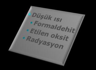 Endoskobik Eğilimler Sterilizasyon Yöntemleri Artan popülerlik Gelişen uzmanlık Daha az invazif tutum Maliyet-etkinliği Endoskopi süitleri Düşük ısı Ozon Hidrojenperoksit O 3 + H 2 O 2 Klorindioksit