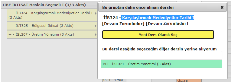 Seçmeli Gruptan Almanız Gereken AKTS Miktarı Örneğin 3/3 ifadesi bu gruptan almanız gereken 3 AKTS miktarını almış olduğunuzu gösterir.