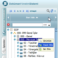 Şekil 14:Yeni seri ekleme işlemi Klasör Ekleme Serilerin veya klasörlerin altında yeni klasörler açılabilir.