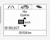 Göstergeler ve kumanda birimleri 105 hız uyarısı lastik yükü yazılım bilgisi Birimler Birimler gösterildiği esnada SET/CLR veya > öğesine basın.