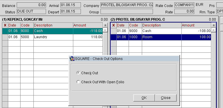 Doğrulama (Validate) Opera sisteminde Check-out veya Interim Bill işlemlerinde VKN si olan profil için bir sorgulama yapar.