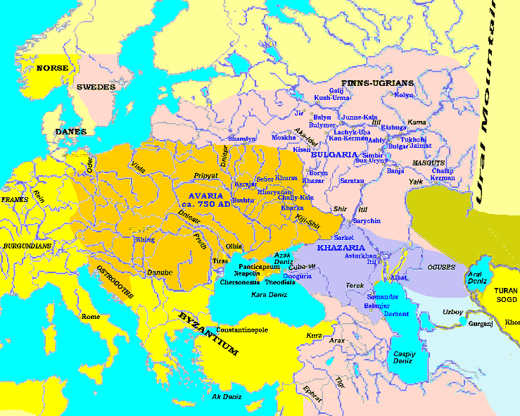 Göktürkler, Kafkas-Karadeniz steplerinde, Hun ve Bulgarların ana kitleyi oluşturmaları nedeniyle bölgenin önemli boylarından olan Hazarlarla ittifak kurarak, Hazarların güçlenmelerini sağlamış ve