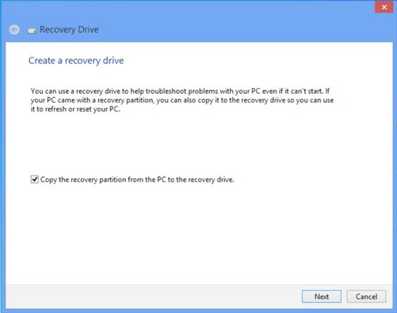 TÜRKÇE 3. Recovery (Kurtar) > Create a recovery drive (Bir kurtarma sürücüsü oluştur) üzerine tıklayın. 4.