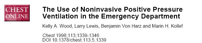 OBJECTIVE: To determine whether the use of noninvasive positive pressure ventilation (NPPV) in the emergency department (ED) will reduce the need for tracheal intubation and mechanical ventilation.