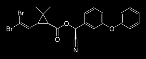 20 3.1.4. Deltamethrin Şekil 3.6. Deltamethrin in kimyasal yapısı Molekül formülü C 22 H 19 Br 2 NO 3 dir(şekil 3.6). Sentetik Piretroitler grubu insektisitlerdendir.
