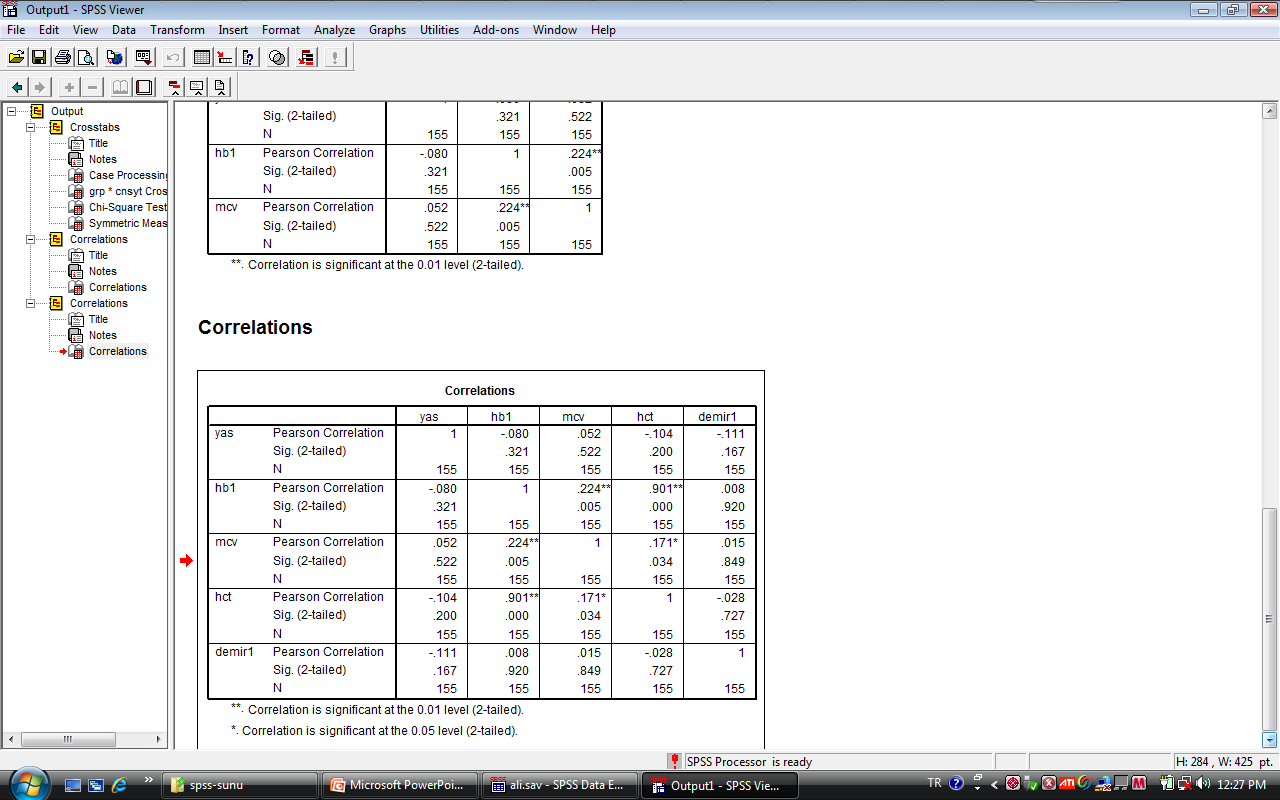 1. Correlations tablosuna bakılır 2. r değeri önünde (-) yok dogru yönlü bağıntı var demektir 3.