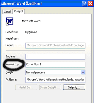 14 Şekil 21. Kısayol Atama Ben Ctrl + 1 tuş kombinasyonu kullandım. Belki aklınıza şu soru gelebilir. Neden karışık bir tuş atadık da, onun yerine a,b,c... gibi tek bir harf atamadık.