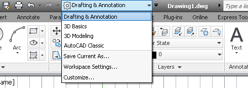 Şekil 1.5: AutoCAD menü bar 1.2.1. Giriş Penceresi AutoCAD 2012 programı dört ana modülden oluşan bir arayüze sahiptir.