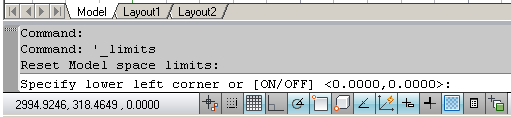 Şekil 1.11: Çizim alanı ayarları AutoCad komut satırında şu mesaj görünür. Reset Model Space Limits: Specify lower left corner or [On/Off] <0.00,0.