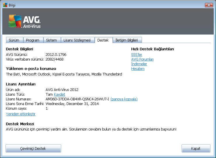 13. SSS ve Teknik Destek AVG Anti-Virus uygulamanızın satışıyla ilgili veya teknik sorunlarınız olması durumunda yardım için birçok yol mevcuttur.