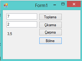 Örnek topla(); private void button2_click(object sender, EventArgs e) int Sayi1 = Convert.ToInt32(textBox1.Text); int Sayi2 = Convert.ToInt32(textBox2.