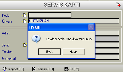 Adres kısmına servisin adresini yazalım (Bağdat caddesi Kuleli giriģi sokak No:1/a Küçükyalı) Semt kısmına servisin bulunduğu semti yazalım (Maltepe), ġehir kısmına servisin bulunduğu Ģehri yazalım