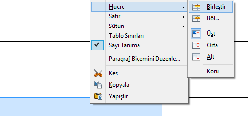 Daha önceden oluşturmuş olduğumuz tabloya sütun ekleyebiliriz. Bunlardan bir tanesi Tablo ana menüsünden Ekle ve Sütunlar alt menüsünü seçmektir. Aşağıda gösterilen pencere açılır.