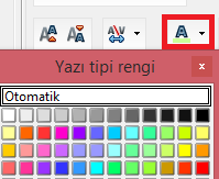 Siyah renkli bir yazı. Kırmızı renkli bir yazı. vurgusuz vurgulu Seçilen karakterlerin yazı tipi rengini değiştirir. Seçilen karakterleri vurgulu yapar.