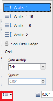 Aralıklar paragrafı hem alttan hem de üstten boşluklarla doldurmakla görevlidir. Metinler ile ilgili düzenlemeleri öğrendikten sonra paragraf ayarlarını öğreneceğiz.