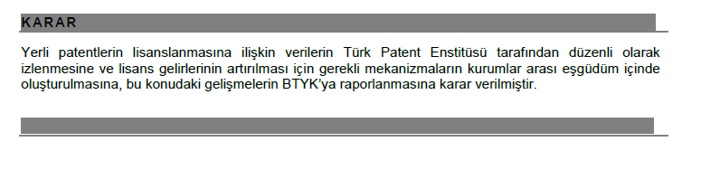 2011/108 Yerli Patentlerin Lisanslanmasını Teşvik Edecek Politika