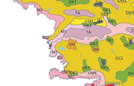 Kısaltmalar: EUR.-SIB (EUX) : Avrupa-Sibirya Bölgesi (Öksin alt bölgesi); Col: Öksin alt bölgesinin Kolşik sektörü. MED. : Akdeniz Bölgesi (Doğu Akdeniz alt bölgesi); W.A. : Batı Anadolu bölgesi; T.