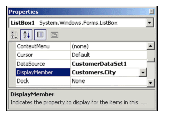 ADO.NET 2009 2010 Textbox için ise Text kısmını bağlamanız gerekmektedir. Karmaşık Bağlantı Listbox için (diğerleri içinde aynıdır!