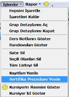 18. Özel form ayarları altından yapılan Direksiyon takip formlarının kursiyer kartı döküm altından basımında hangi form aktifse onu basıyordu.