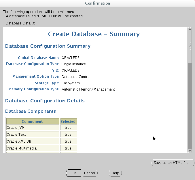 Create Database Summary ekranı ile oluşturacağımız veritabanının özeti