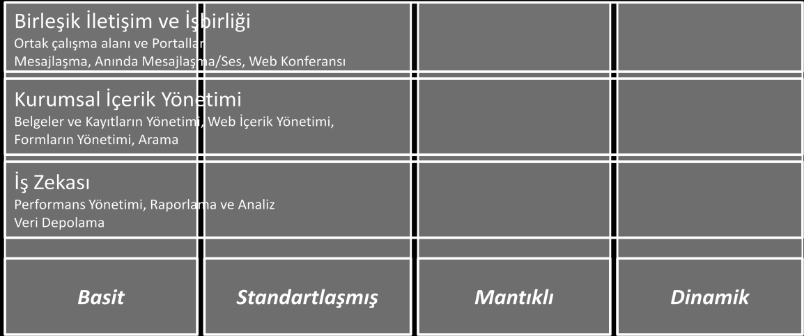 32 3.3.2 ĠĢ verimliliği altyapı optimizasyonu ĠĢ verimliliği altyapı optimizasyonunda üç noktada ele alınmaktadır: BirleĢik iletiģim ve iģbirliği: edevletin etkin biçimde iģleyebilmesi için