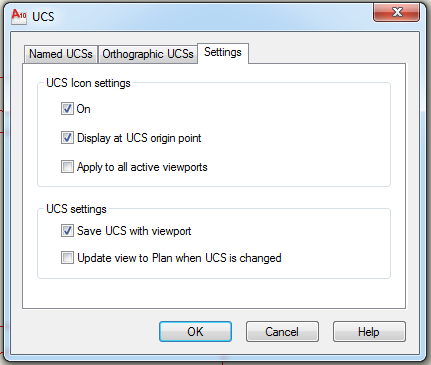 9 simgesine ve UCS nin görüş pencerelerine uygulanmasına yönelik bir dizi ayarlar içerir (Şekil 3). Şekil 3. AutoCAD UCS ayarları On: UCS simgesinin ekranda görünüp görünmemesine onak tanır.
