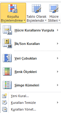 3.5 Koşullu Biçimlendirme Giriş sekmesinde Stiller Grubunda bulunur.