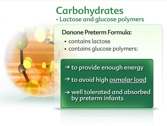 KARBONHİDRATLAR -Laktoz ve glükoz polimerleridir DANONE prematüre maması; -laktoz içerir -glükoz polimerleri