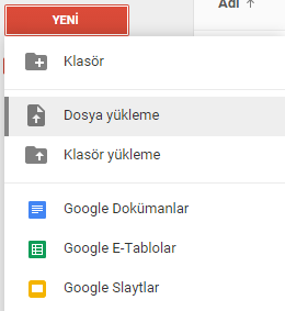 BİLGİSAYARDAKİ BİR DOSYAYI GOOGLE DRIVE'A YÜKLEME Bilgisayardaki bir dosyayı veya klasörü Drive a yüklemenin birden fazla yolu var.