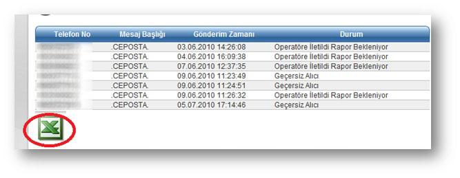 ara butonuna basınız. Sorgulama sonuçları ekrana gelecektir.