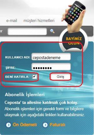 5. KULLANIMI 5.a Siteye Giriş İnternetten www.ceposta.com sitesini açınız.