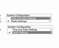 96 Göstergeler ve kumanda birimleri Bilgi ekranındaki ayarlar Ses sistemi Ayarlar menüsü için CONFIG tuşuna basın.