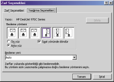 PROJELER ET KET VE ZARF BASMAK Ad m 4: Ayn diyalog penceresindeki "Yazd rma Seçenekleri" isimli k s mda ise zarflar n yaz c ya ne flekilde beslenece ini ayarlayabilirsiniz.