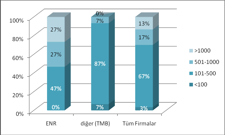 ġekil 5.3 : Firma Cirosu 2009. Şekil 5.4 te firmaların 2009 yılı ortalama ücretli çalışan sayıları ile ilgili bilgiler görülmektedir.