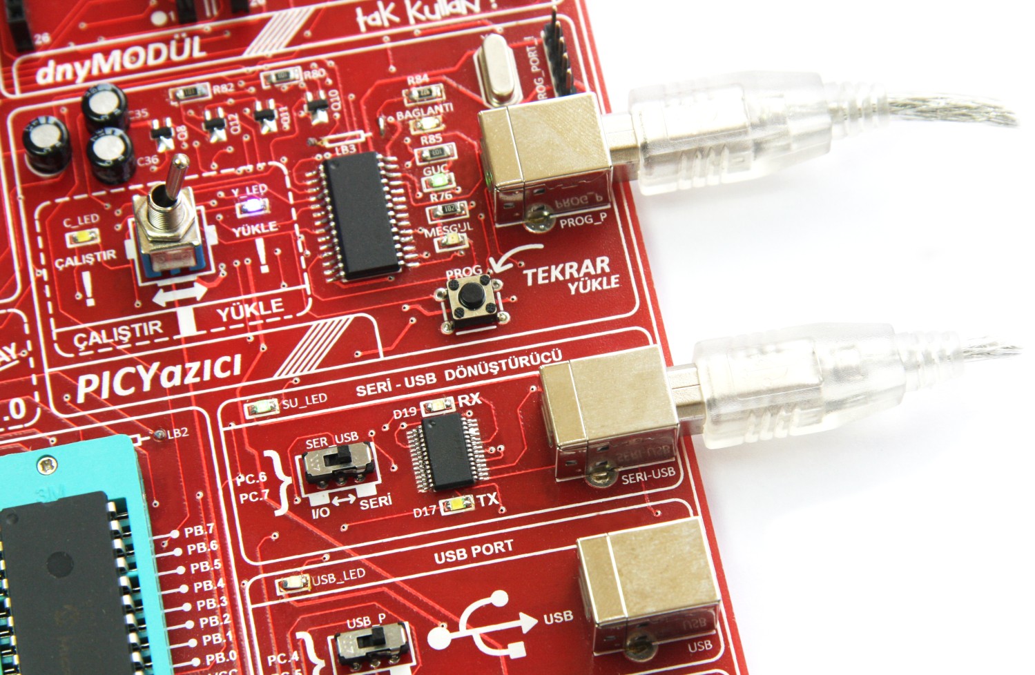 Devre Şeması MCU PC.7 RX 680Ω TX RX SERİ I/O SU_LED 00nF MCU PC.6 DD+ 0 28 PIC Mikro TX 4 VCC DD+ GND SURİ -USB FTDI FT232RL RX MCU PC.7 MCU PC.6 680Ω 680Ω TX PC.6 5 D+ D- 00nF LEDler?