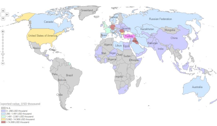 Kaynak: ITC Trademap, 2015 Türkiye nin ihracat yaptığı ülkeler dünya