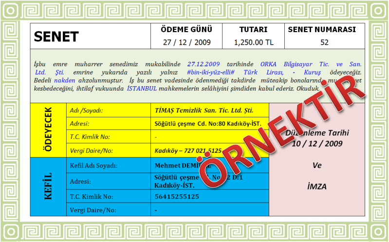 .5.. Senet, Cari Hesap Kartına ve Kambiyo Defterine Nasıl Kayıt Edilir? ÖRNEK: TĠMAġ Temizlik Maddeleri Ltd. ġti. nin adımıza düzenlendiği müģteri çekini ilgili cari hesap kartlarına iģleyelim.