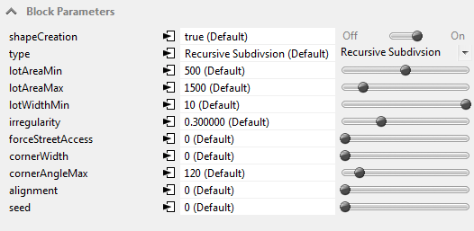 Blok (Block) Parametreleri Blok parsellemeleri ile ilgili değişkenler Inspector penceresindeki Block Parameters panelinden kontrol edilirler.